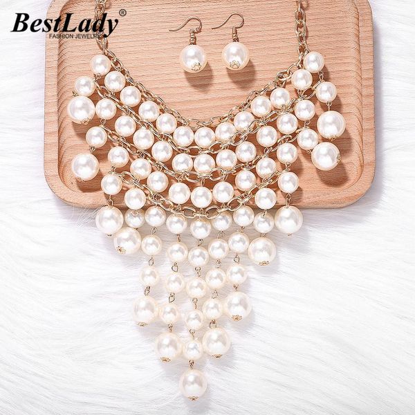 lady simulated pearl statement jewelry set handmade beaded tassel necklace earrings sets women wedding jewelry girls gift, Silver
lady simulated pearl statement jewelry set handmade beaded tassel necklace earrings sets women wedding jewelry girls gift, Silver
