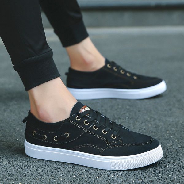 casual shallow low cut non-leather casual shoes for men canvas sneakers low solid lace up shoes fashion, Black
casual shallow low cut non-leather casual shoes for men canvas sneakers low solid lace up shoes fashion, Black