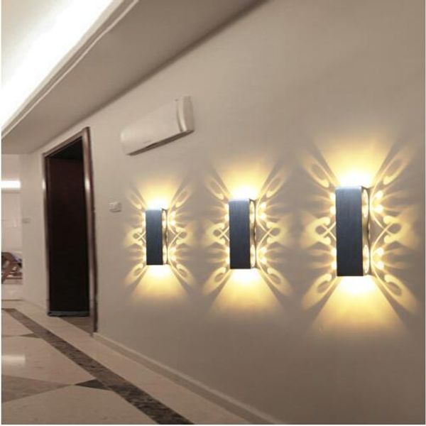 2w 6w Led Wall Lamp Sconce Lights Double Batteryfly Aluminum Fixture Up And Down Modern Ac85-265v For Home L Ktv Bar Iq
