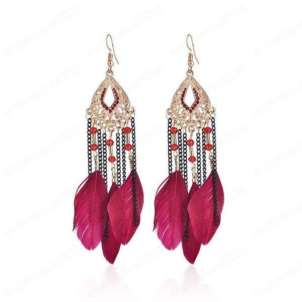 new european and american long feather earrings black chain tassel water drop earrings bohemian beach wind, Silver
new european and american long feather earrings black chain tassel water drop earrings bohemian beach wind, Silver