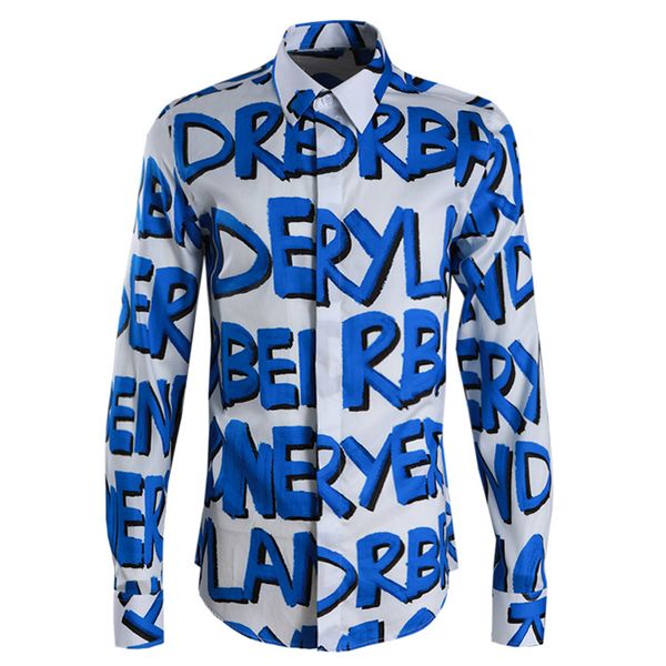 2019 new europe men blue letters print shirts long sleeve slim turn-down collar shirt fashion city streetwear classic clothing, White;black
2019 new europe men blue letters print shirts long sleeve slim turn-down collar shirt fashion city streetwear classic clothing, White;black