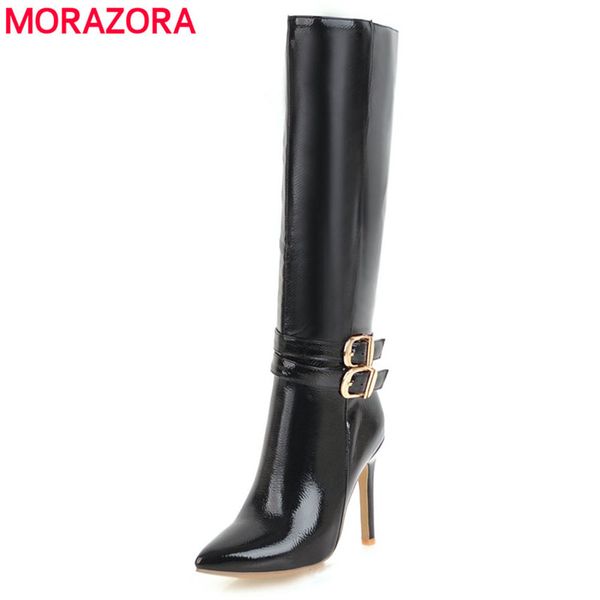 morazora 2020 large size 34-48 knee high boots women pointed toe autumn winter boots zip with buckle stiletto heels shoes, Black
morazora 2020 large size 34-48 knee high boots women pointed toe autumn winter boots zip with buckle stiletto heels shoes, Black