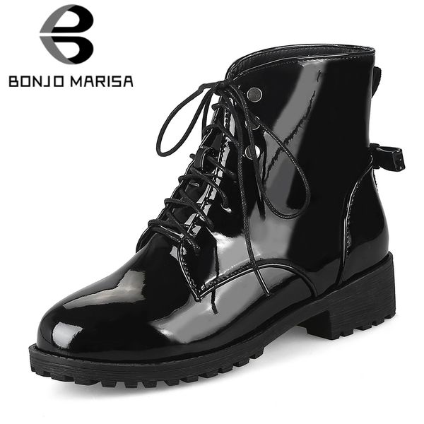 bonjomarisa 2019 spring plus size 33-46 fashion patent pu women booties lace-up butterfly-knot med heels shoes woman, Black
bonjomarisa 2019 spring plus size 33-46 fashion patent pu women booties lace-up butterfly-knot med heels shoes woman, Black