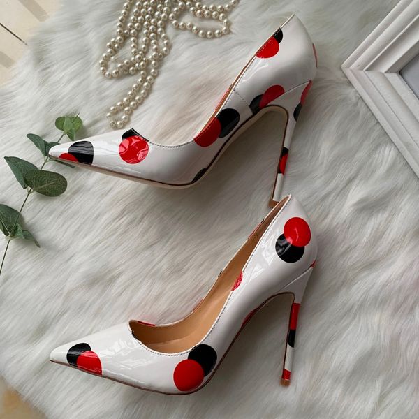 2019 spring new style white patent leather with black red circle pointed toe women lady 120mm high heel shoes size 33
2019 spring new style white patent leather with black red circle pointed toe women lady 120mm high heel shoes size 33