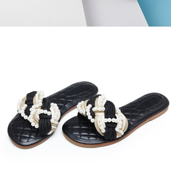 designer-er ladies pearl woven flat slippers ladies fashion speed trainer joker casual slippers, Black
designer-er ladies pearl woven flat slippers ladies fashion speed trainer joker casual slippers, Black