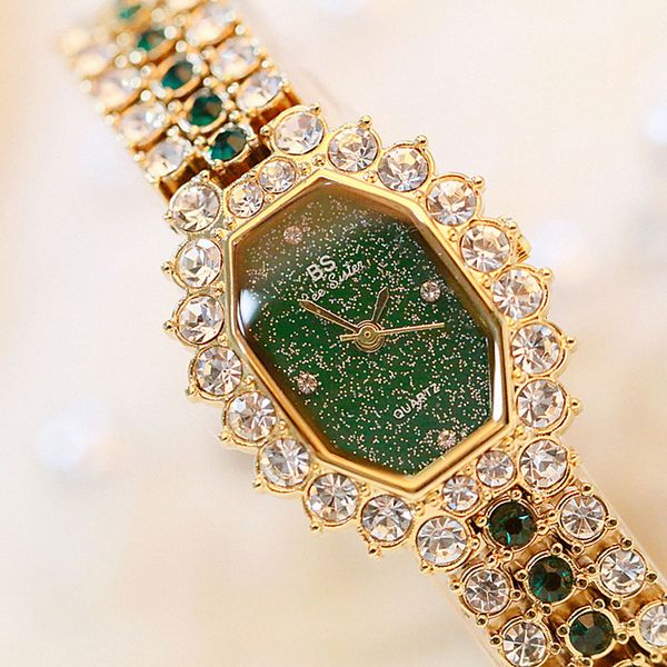 bs brand fashion watches women ladies diamonds small bracelet watch green stone gold waterproof montre, Slivery;brown
bs brand fashion watches women ladies diamonds small bracelet watch green stone gold waterproof montre, Slivery;brown