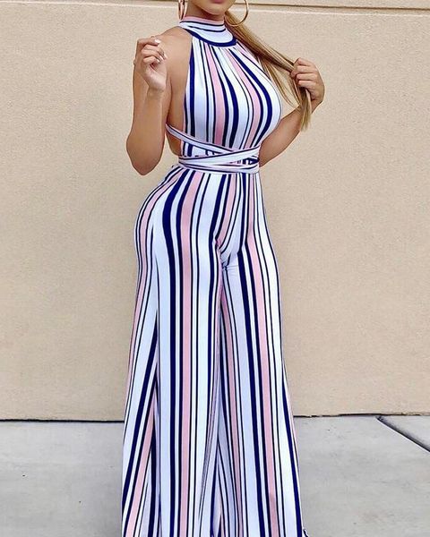 striped halter crisscross backless jumpsuit women sleeveless rompers jumpsuit casual one piece overalls, Black;white
striped halter crisscross backless jumpsuit women sleeveless rompers jumpsuit casual one piece overalls, Black;white