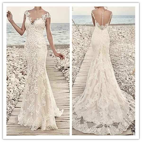 выполненная на заказ vintage пляж свадебные платья русалка аппликация кружева великолепная sheer v-образным вырезом и задняя крышка рукава v, White
выполненная на заказ vintage пляж свадебные платья русалка аппликация кружева великолепная sheer v-образным вырезом и задняя крышка рукава v, White