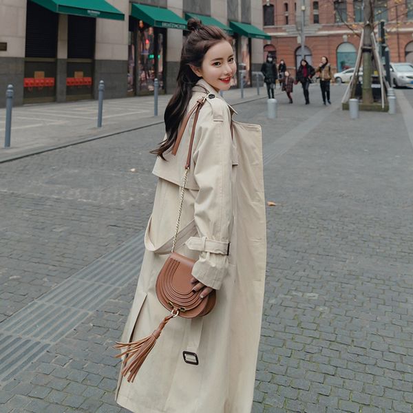 new fashion autumn spring 2019 women's coat slim long knee-length double-breasted mid-long trench coat with belt, Tan;black
new fashion autumn spring 2019 women's coat slim long knee-length double-breasted mid-long trench coat with belt, Tan;black