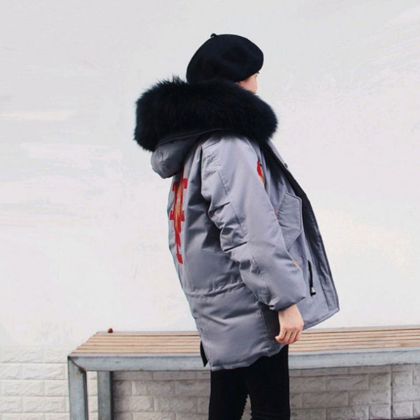 embroidery white duck down jackets women's natural raccoon dog fur collar fashion winter down coats 2018 new autumn, Black
embroidery white duck down jackets women's natural raccoon dog fur collar fashion winter down coats 2018 new autumn, Black