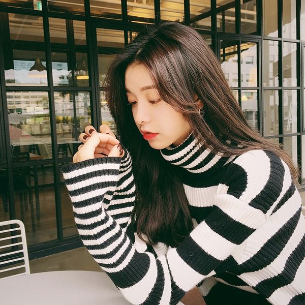 women's sweaters winter women 2021 high street turtleneck striped pullovers korean chic vintage cashmere knitted jumpers crocheted, White;black
women's sweaters winter women 2021 high street turtleneck striped pullovers korean chic vintage cashmere knitted jumpers crocheted, White;black