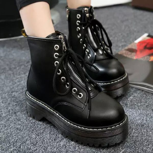 fashion zipper flat shoes woman boots platform shoes pu leather boots female winter lace up women ankle girls, Black
fashion zipper flat shoes woman boots platform shoes pu leather boots female winter lace up women ankle girls, Black