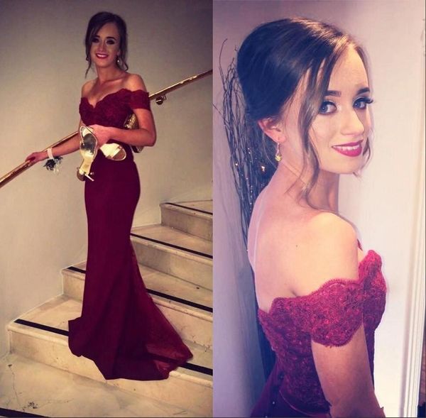 off the shoulder mermaid prom dresses 2019 fiesta burgundy lace bodice cap sleeves backless robes de soiree evening dresses formal gowns, Black
off the shoulder mermaid prom dresses 2019 fiesta burgundy lace bodice cap sleeves backless robes de soiree evening dresses formal gowns, Black