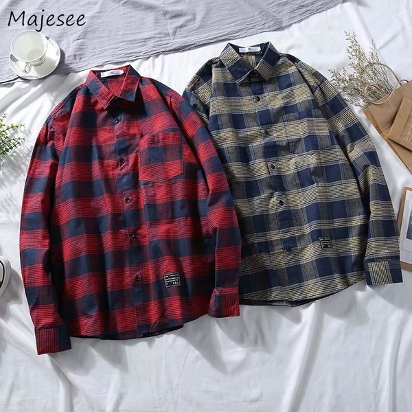 shirts men turn-down collar plaid retro simple all-match korean style loose long sleeves leisure harajuku shirt mens clothing, White;black
shirts men turn-down collar plaid retro simple all-match korean style loose long sleeves leisure harajuku shirt mens clothing, White;black