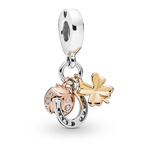 2019 new 100% 925 sterling silver mixed metal horseshoe clover and ladybird hanging charm fit women diy bracelet jewelry gift, Black 
2019 new 100% 925 sterling silver mixed metal horseshoe clover and ladybird hanging charm fit women diy bracelet jewelry gift, Black