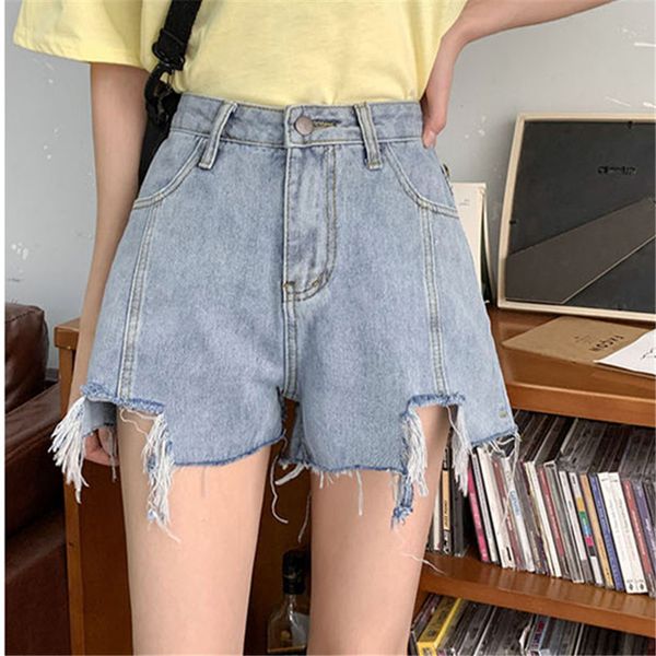 summer high waist denim shorts ladies loose wide leg short jeans women korea was thin tassel irregular short, Blue
summer high waist denim shorts ladies loose wide leg short jeans women korea was thin tassel irregular short, Blue