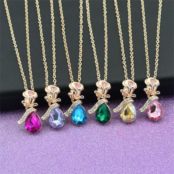 new women 's rose pendant water drop alloy necklace jewelry ornament collar de cadena de oro rosa cristal transparente, Silver
new women 's rose pendant water drop alloy necklace jewelry ornament collar de cadena de oro rosa cristal transparente, Silver