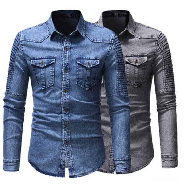 men denim shirt long sleeve denim jacket men spring summer autumn clothes male casual shirt solid color cotton, White;black
men denim shirt long sleeve denim jacket men spring summer autumn clothes male casual shirt solid color cotton, White;black