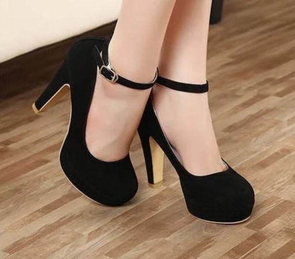 ankle strap femeninas high heels autumn flock round toe high heels female platform summer shoes women pumps sandals muje, Black
ankle strap femeninas high heels autumn flock round toe high heels female platform summer shoes women pumps sandals muje, Black