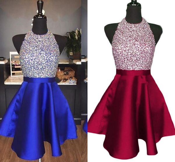 2020 fashionable royal blue sparkly homecoming dresses a line backless beading crystal short party dresses for prom custom made, Blue;pink
2020 fashionable royal blue sparkly homecoming dresses a line backless beading crystal short party dresses for prom custom made, Blue;pink