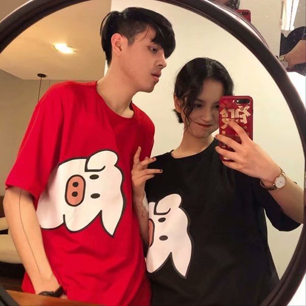 inst shirt female shirt dress couple dress personality pig print couple bf loose round collar short sleeve student fashion, White
inst shirt female shirt dress couple dress personality pig print couple bf loose round collar short sleeve student fashion, White