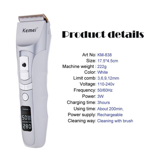 podadora kemei professional hair clipper electric hair trimmer hair shaving machine for barber cutting beard trimmer electric razor
podadora kemei professional hair clipper electric hair trimmer hair shaving machine for barber cutting beard trimmer electric razor