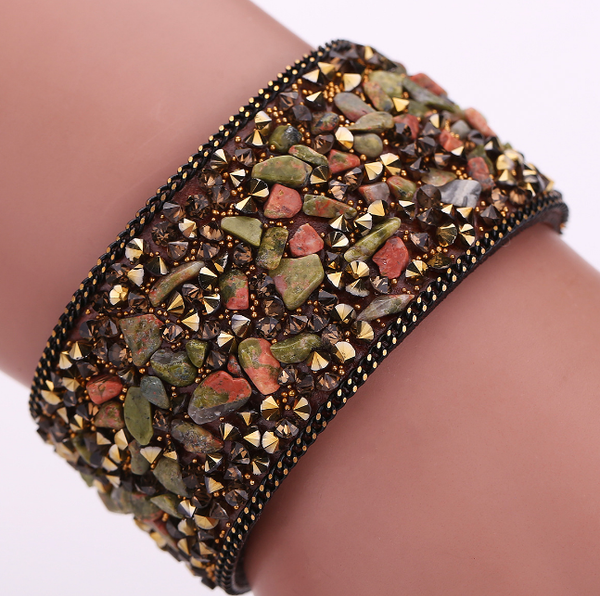 2019 fashion stone beacelets for women wrap cuff slake leather bracelets with crystal rhinestone couple nature jewelry, Black
2019 fashion stone beacelets for women wrap cuff slake leather bracelets with crystal rhinestone couple nature jewelry, Black