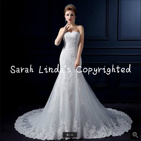 vestidos de novia new mermaid appliques wedding dress chapel train sweetheart neck formal bride gowns real picture bride wedding gowns, White
vestidos de novia new mermaid appliques wedding dress chapel train sweetheart neck formal bride gowns real picture bride wedding gowns, White