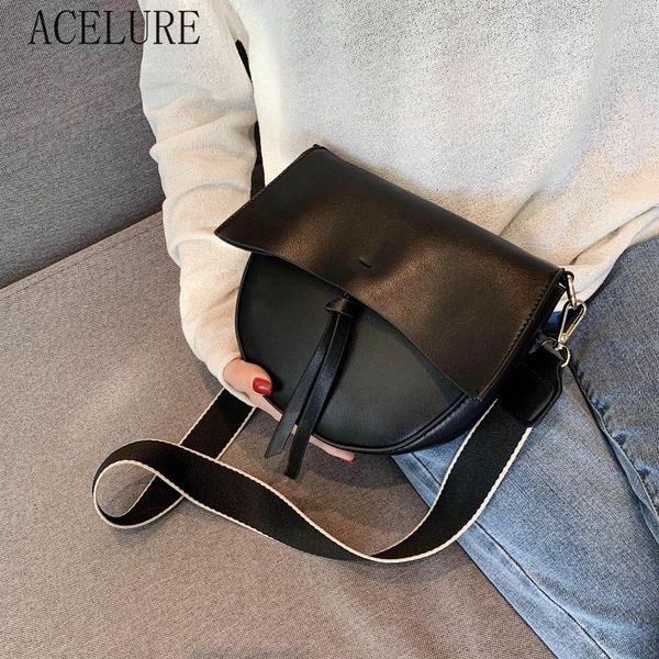 acelure solid color pu leather saddle bags for women black female wide strap shoulder bags semicircle crossbody handbags
acelure solid color pu leather saddle bags for women black female wide strap shoulder bags semicircle crossbody handbags