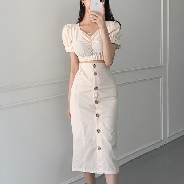 korean 2020 new fashion summer two piece set women crop + high waist bodycon skirt set suits female casual two piece outfits, White
korean 2020 new fashion summer two piece set women crop + high waist bodycon skirt set suits female casual two piece outfits, White