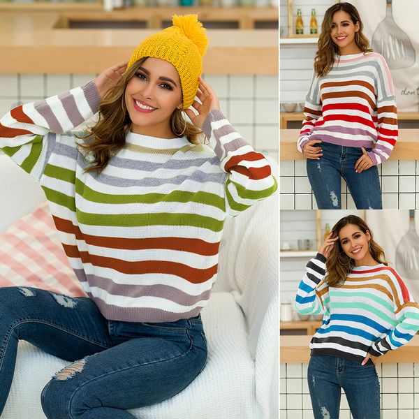 kalenmos women's new multi-color striped knit pullover o-neck sweater winter clothes women knit sweater women, White;black
kalenmos women's new multi-color striped knit pullover o-neck sweater winter clothes women knit sweater women, White;black