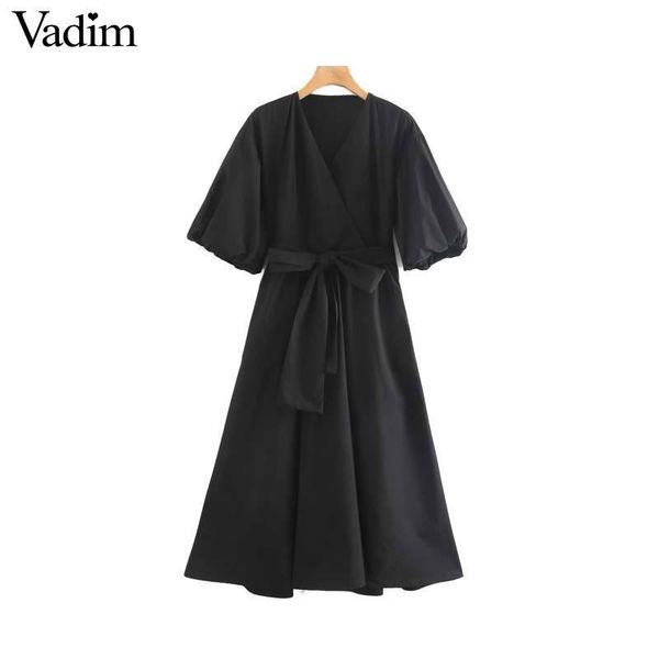 vadim women elegant black midi dress v neck bow tie sashes half sleeve female fashion solid mid calf dresses vestidos qc583, Black;gray
vadim women elegant black midi dress v neck bow tie sashes half sleeve female fashion solid mid calf dresses vestidos qc583, Black;gray