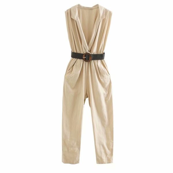 flabbit 2020 women lapel open the chest sleeveless jumpsuit frill knickerbockers with a belt occupation one-piece garment, Black;white
flabbit 2020 women lapel open the chest sleeveless jumpsuit frill knickerbockers with a belt occupation one-piece garment, Black;white