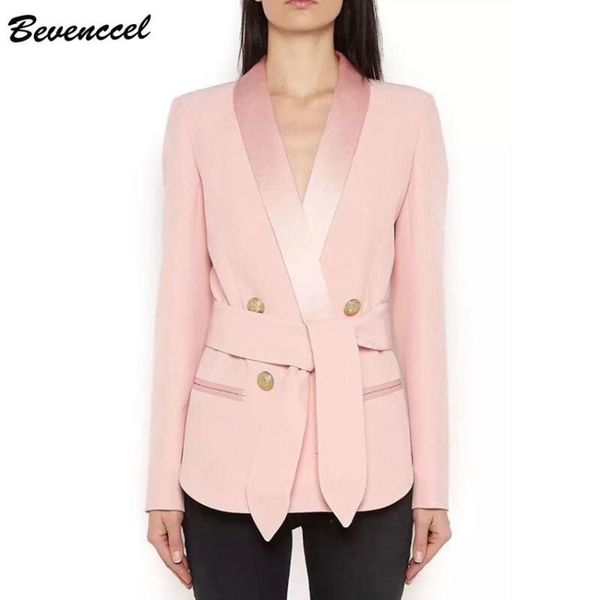women's suits & blazers bevenccel 2021 fashion blazer double breasted metal buttons long sleeve women jacket with belt, White;black
women's suits & blazers bevenccel 2021 fashion blazer double breasted metal buttons long sleeve women jacket with belt, White;black