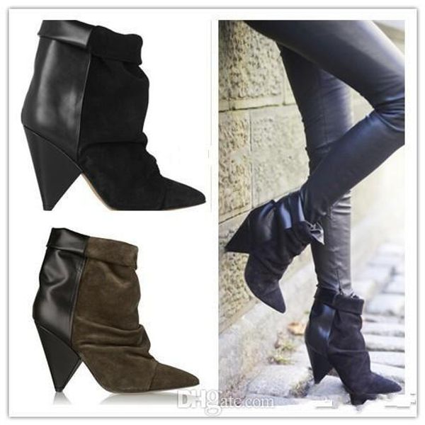 is marant spike heel boots women genuine leather pointy toe ankle suede andrew wedge booties, Black
is marant spike heel boots women genuine leather pointy toe ankle suede andrew wedge booties, Black