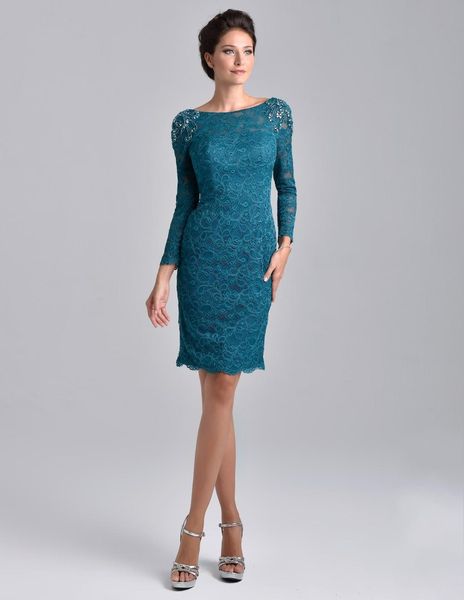 knee length teal blue lace mother dresses 2020 with long sleeve scoop sheath moms formal party wear, Black;red
knee length teal blue lace mother dresses 2020 with long sleeve scoop sheath moms formal party wear, Black;red