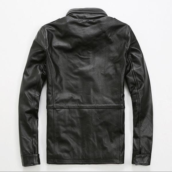 men's leather & faux brand male vintage motorcycle men cow genuine mens biker coat stand collar zipper slim fit short coats, Black
men's leather & faux brand male vintage motorcycle men cow genuine mens biker coat stand collar zipper slim fit short coats, Black