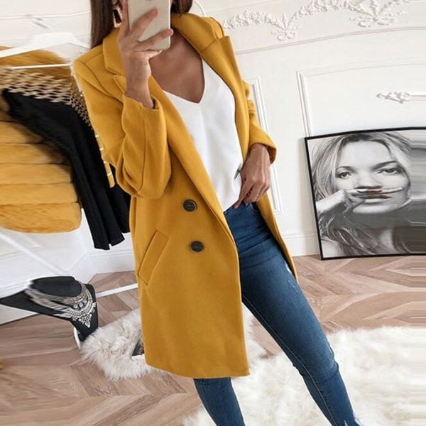 women wool blend coat 2019 autumn winter long sleeve turn-down collar jackets coats warm mujer fashion wool slim fit streetwears, Black
women wool blend coat 2019 autumn winter long sleeve turn-down collar jackets coats warm mujer fashion wool slim fit streetwears, Black