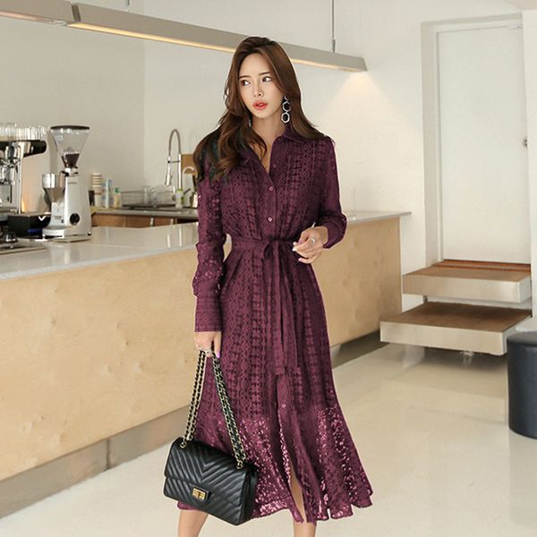 spring hollow-out lace women long dress with belt single breasted elegant mermaid female dress full sleeve autumn vestidos femme, Black;gray
spring hollow-out lace women long dress with belt single breasted elegant mermaid female dress full sleeve autumn vestidos femme, Black;gray