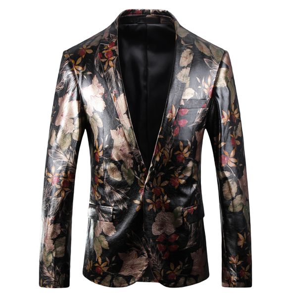 2019 new pu leather blazer men 3d print floral casual fashion luxury stage party single breasted men suit jacket, White;black
2019 new pu leather blazer men 3d print floral casual fashion luxury stage party single breasted men suit jacket, White;black