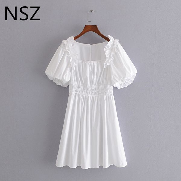 casual dresses nsz women cotton white summer dress square neck ruffles puff sleeve elastic waist pleated mini short office ladies, Black;gray
casual dresses nsz women cotton white summer dress square neck ruffles puff sleeve elastic waist pleated mini short office ladies, Black;gray