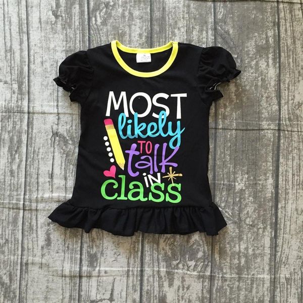 new baby girls short sleeve boutique most likely to talk in class black shirts pencil ruffles clothes back to school cotton, White
new baby girls short sleeve boutique most likely to talk in class black shirts pencil ruffles clothes back to school cotton, White