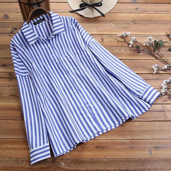 plus size zanzea spring elegant blouse women casual lapel long sleeve striped work office tunic shirts female blusas robe, White
plus size zanzea spring elegant blouse women casual lapel long sleeve striped work office tunic shirts female blusas robe, White
