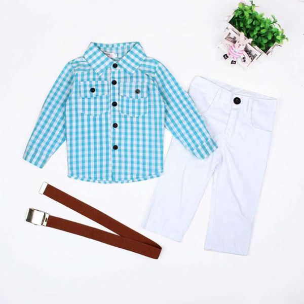 3 pieces children clothing set summer fashion boys clothes set kids loose-fitting cotton blend plaid shirt+ pants+ belt #e, White
3 pieces children clothing set summer fashion boys clothes set kids loose-fitting cotton blend plaid shirt+ pants+ belt #e, White