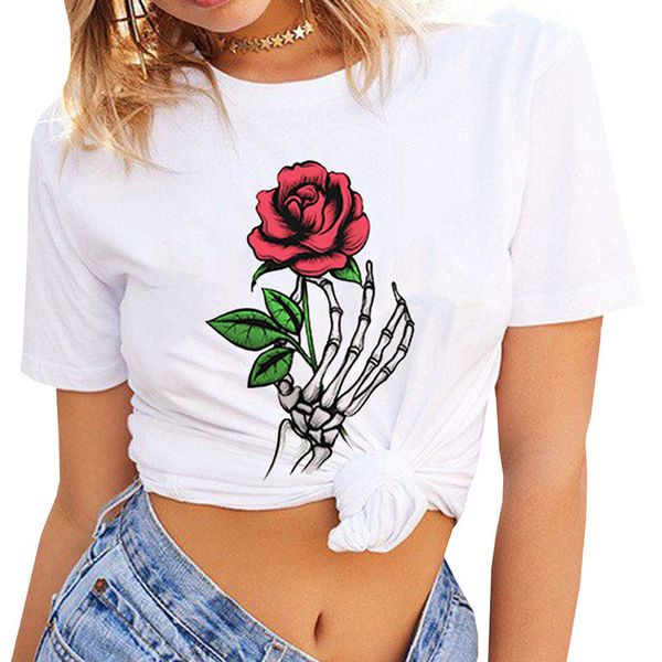 summer rose print t shirt female harajuku t-shirts short sleeve casual streetwear punk style tee, White
summer rose print t shirt female harajuku t-shirts short sleeve casual streetwear punk style tee, White
