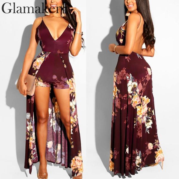 glamaker deep v-neck print women jumpsuit romper summer lace up backless short playsuit overalls female elegant romper, Black;white 
glamaker deep v-neck print women jumpsuit romper summer lace up backless short playsuit overalls female elegant romper, Black;white