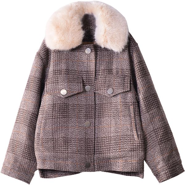 women new winter clothing thicken woolen jacket female warm version of the short loose plaid woolen coat, Black
women new winter clothing thicken woolen jacket female warm version of the short loose plaid woolen coat, Black