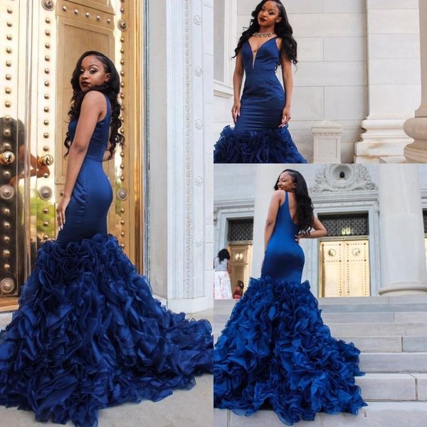 vintage royal blue prom party dresses deep v neck sleeveless mermaid ruffle organza tiered bottom formal african evening gown ba8435, Black
vintage royal blue prom party dresses deep v neck sleeveless mermaid ruffle organza tiered bottom formal african evening gown ba8435, Black