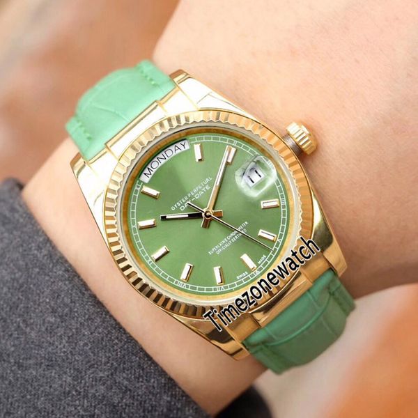 new version day-date 18k yellow gold case 118138-l(fc) green dial asian 2813 automatic mens watch sapphire green leather strap watches x-e31, Slivery;brown
new version day-date 18k yellow gold case 118138-l(fc) green dial asian 2813 automatic mens watch sapphire green leather strap watches x-e31, Slivery;brown