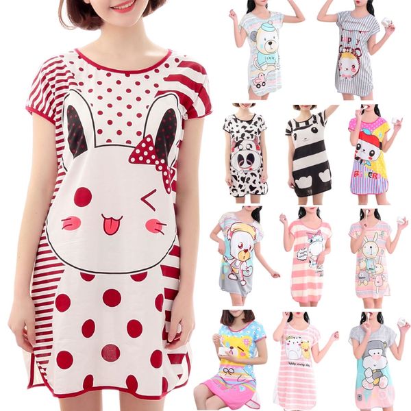 womens summer short sleeve lovely cartoon pattern printed sleepshirt plus size, Black;red
womens summer short sleeve lovely cartoon pattern printed sleepshirt plus size, Black;red